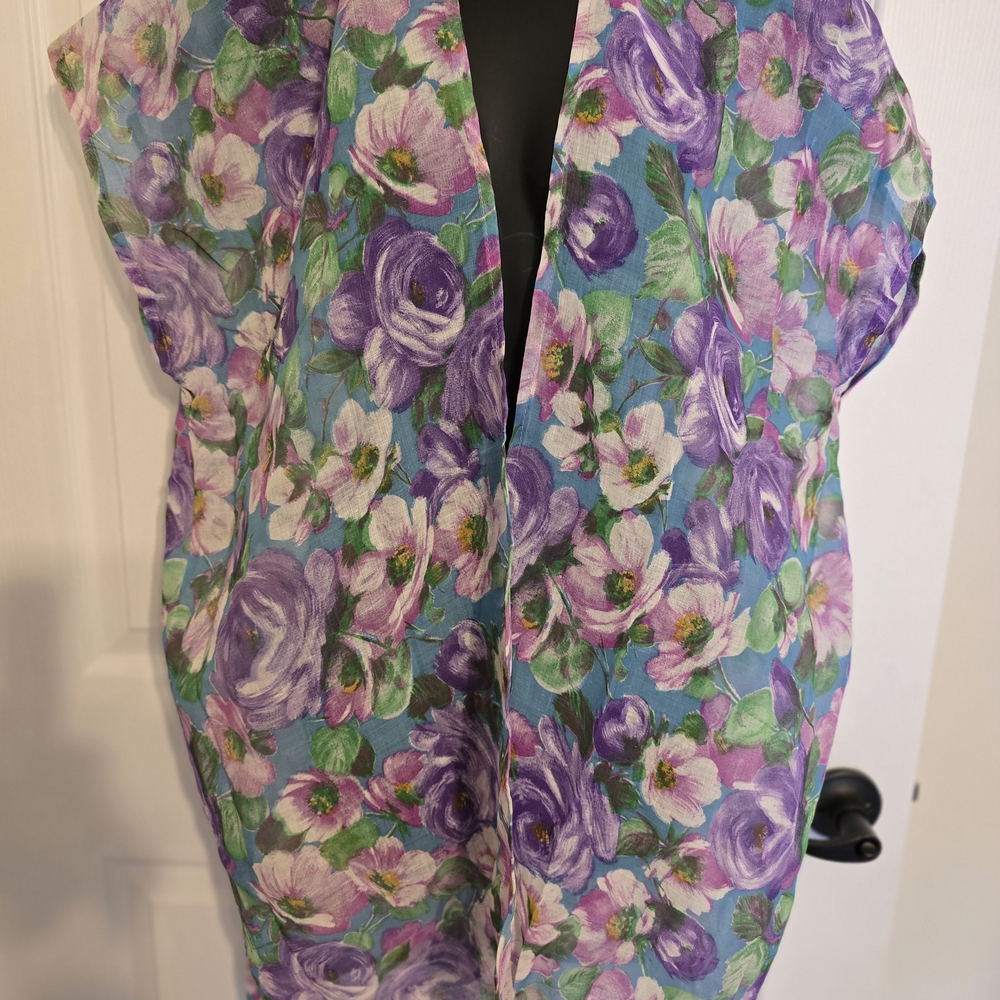 Floral Sheer Kimono New Size 16 Cotton Handmade